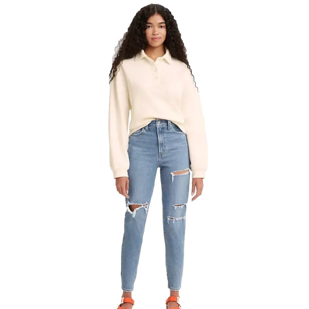 Levi's High Waisted‎ Mom Jeans 34 29 Distressed Tapered Medium Wash Grunge